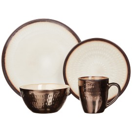 Gourmet Basics by Mikasa Anastasia Cream 16-Piece Dinnerware Set, Service For 4