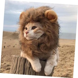 Levemolo Cat Cosplay Hat Lion Wig Head Cap for Small Dogs and Cats for Dress Up Costume Autumn Winter Walks and Parties Comfortable and Cute Pet Accessory