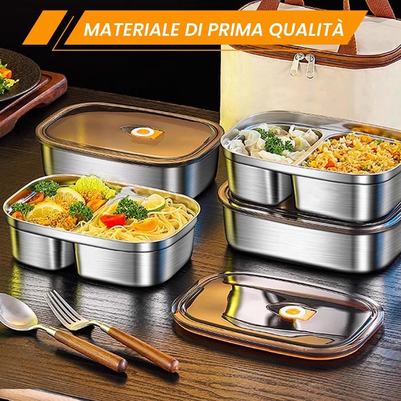 AXVRAV Confezione da 2 contenitori per il pranzo in acciaio