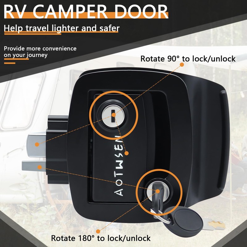 AOTWSEN Camper Door Lock,Rv Door Lock Replacement- Paddle Handle Deadbolt