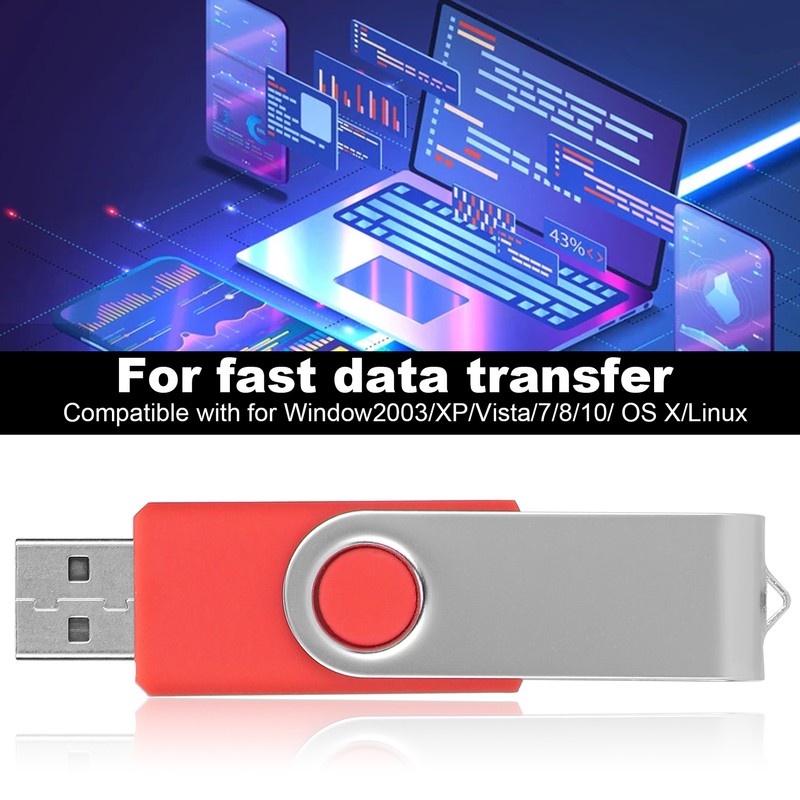 USB Flash Drive Candy Red Rotatable Portable Storage Memory Stick