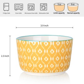 Selamica Ceramic 8 Oz Ramekins, Creme Brulee Ramekins, Oven Safe Baking Dishes/Cups for Souffle Custard Pudding, Small Bowls for Ice Cream Dip, Set of 6, Assorted Colors
