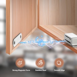 Ravinte 10 Pack Silver Magnetic Door Catch, Brushed Satin Nickel Cabinet Magnets, Strong Magnetic Catch Latch for Kitchen Cabinets, Drawers & Cupboards, Stainless Steel Closures