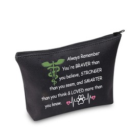 MBMSO Vet Tech Gifts Veterinarian Makeup Bag Vet Assistant Gifts Veterinary Student Gifts Zipper Pouch Travel Toiletry Bag Cosmetic Bag, Vet Tech Bag Black, medium,