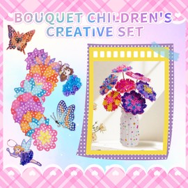 Girls Toy, Poke Art Bouquet with 10 Flowers and 2 Butterflies Arts and Crafts for Girls Aged 4-12 Years DIY Creative Activity Birthday Christmas Gifts Craft Kits