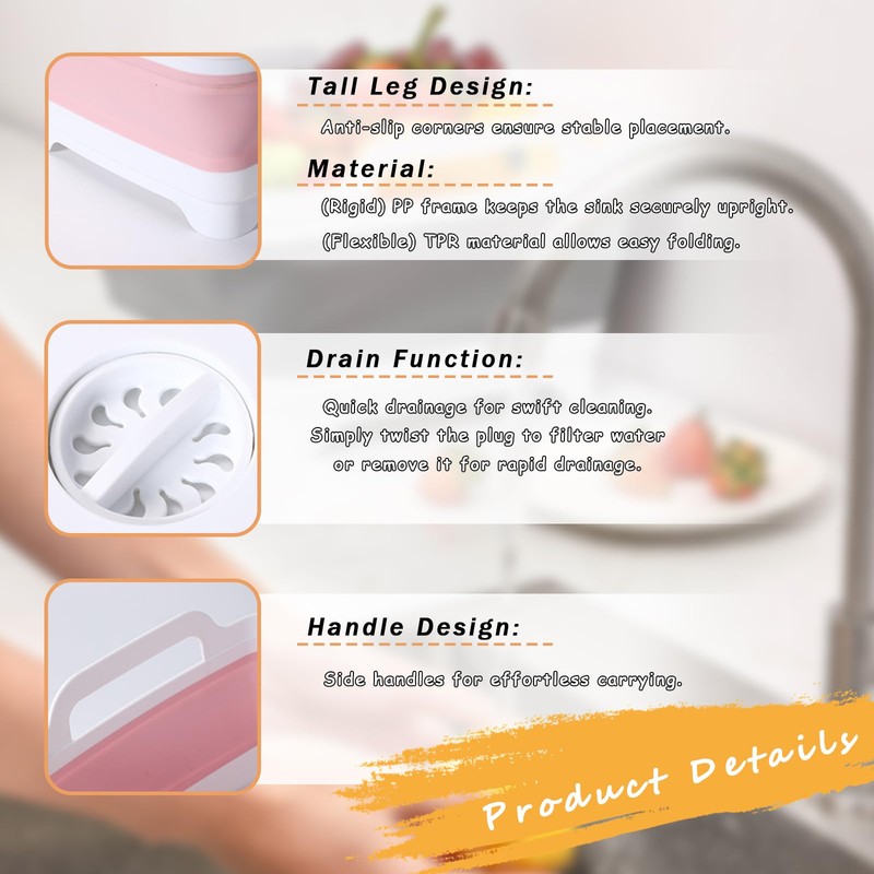 VGE Collapsible Wash Basin & Portable Sink for Kitchen, Camping,