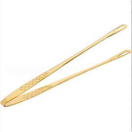 ASEANAO Kitchen Tweezers Grill Tongs, Stainless Steel Cooking Tweezer Tongs, 11 inch Golden