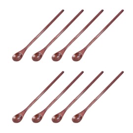 Oedema 8 Pcs Long Handle Tasting Spoons 8 Inch Wooden Coffee Stirring Spoons Mixing Teaspoons for Kitchen Cooking Utensils