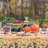 3 PCS Thanksgiving Fall Tablecloth Vintage Autumn Pumpkin Maple Leaves