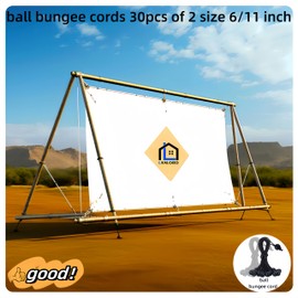 Lanlord Black 30 Pack of 2 Sizes Ball Bungee Cord 6 and 11 Inch Bungee Cords with Balls Elastic Ball Cords Tarp Tie Downs 6-11Inch30Pces(Ball)