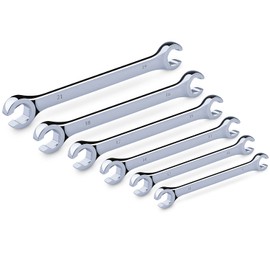 EFFICERE 6-Piece Double-End Metric Flare Nut Wrench Set with Rack, Size 9, 10, 11, 12, 13, 14, 15, 16, 17, 18, 19, 21mm | Cr-V Steel, 6-Point Head, Best Line Wrench for Fuel, Brake, Air Conditioning