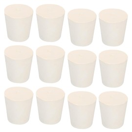 Boxonly Solid Rubber Stopper, 12 Pcs Solid Rubber Bungs Laboratory Pipe Tank Bottle Sealing Plug Tapered Bung 22-29mm Diameter Soft Flexible White Lab Stoppers 5#