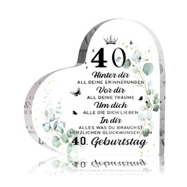 Gift 40th Birthday Woman Man Birthday Gift for 40th Birthday Heart with Desired Text Birthday Gift for Father Mother Employee Friend 40th Birthday Gift Ideas (Gift 40th Birthday)