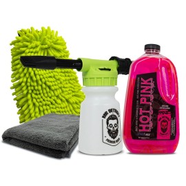 Mr. Detroit - 4pc Car Wash Kit w/Foam Blaster, 64oz Soap & More for Detailing