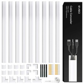 Cord Covers for Wires on Wall - 153in Cable Management Cable Hider - Cord Hiders for TV On Wall - Paintable Cable Concealer - Wire Covers for Cords - 9X (L17 x W0.95 x H0.5) - White