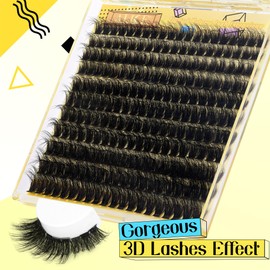 ALICE Fluffy Volume Lash Clusters Natural Lash Extensions DIY Eyelash Extensions 220Pcs 3D Wispy Individual Lashes(10-16mm,0.05D, D Curl)