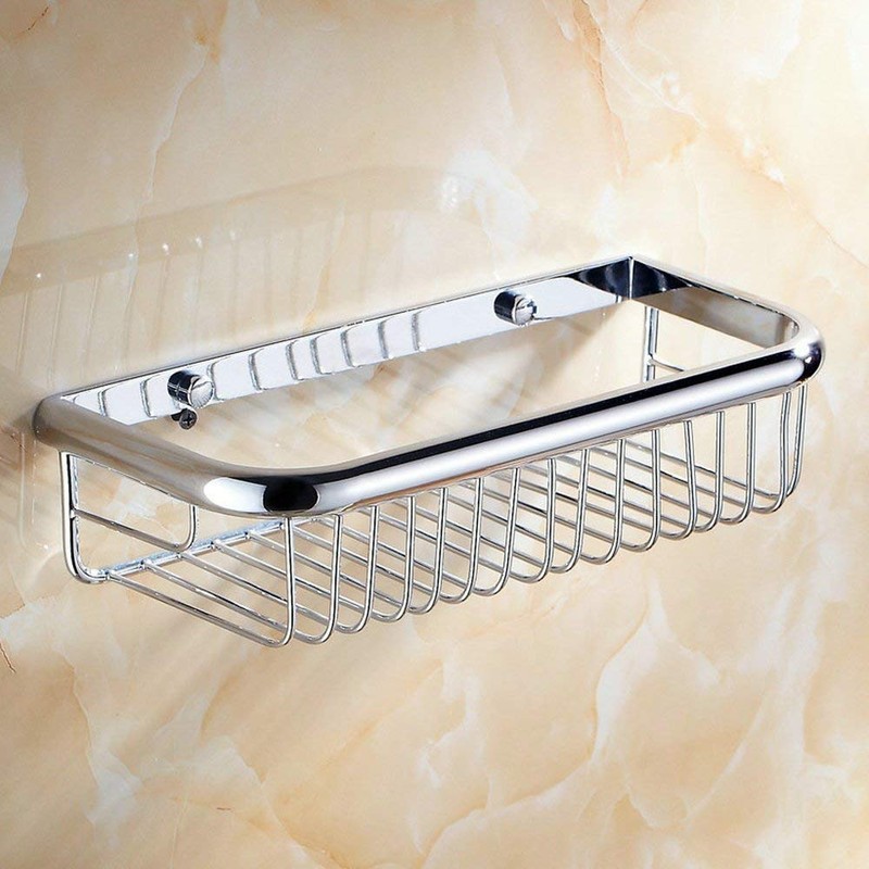 Beelee 11.81 Inch Brass Shower Caddy with Concealed Installation Screws