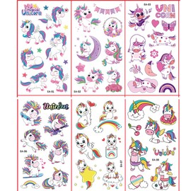 WDOERA Unicorn Temporary Tattoos for kids(10sheets) Cute Unicorn Rainbow Heart Ice Cream Temporary Tattoos for Girls Unicorn Theme Party Loot Party Bag Filler