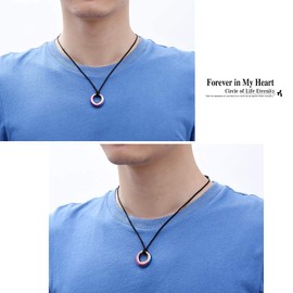 Cremation Jewellery Urn Necklace for Ashes for Women Men Circle of Life Eternity Memorial Pendant Ash Jewellery, Stainless Steel, No Gemstone