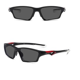 Banxian Photochromic Cycling Glasses Polarized Sports Sunglasses for Men Cycling Fishing Driving (glossy black frame)