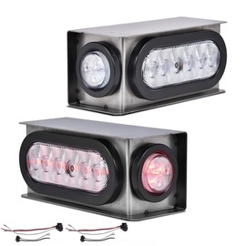 PIT66 2 Pcs Trailer Lights Steel Box with 6" Red LED Oval Tail Lights & 2" Round Side Marker Lights w/Wire connectors For Trailer Truck Trailer Lights Led Kit Tow Lights Rear Lamp Assembly Taillight