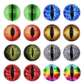 GraceAngie 6mm-30mm Dragon Eyes Round Glass Cabochon Flatback Jewelry Findings Horse Cat Doll Eye Dome Cameo Pendant Settings in Pairs (30mm-20pcs)