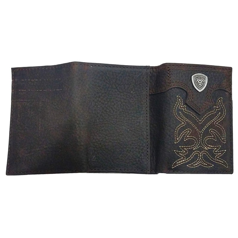 Custom Morgan Dollar Tails Brown Premium Shield Tri-fold Leather Wallet