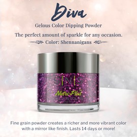 SNS Nail Dip Powder, Gelous Color Dipping Powder - Shennanigans (Purple/Magenta, Glitter) - Long-Lasting Dip Nail Color Lasts 14 Days - Low-odor & No UV Lamp Required - 1 oz