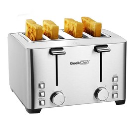Geek-Chef 1500W Toaster 4Slice 4-Slot Bagel Croissant Waffles Donuts Defrost with Warmi...