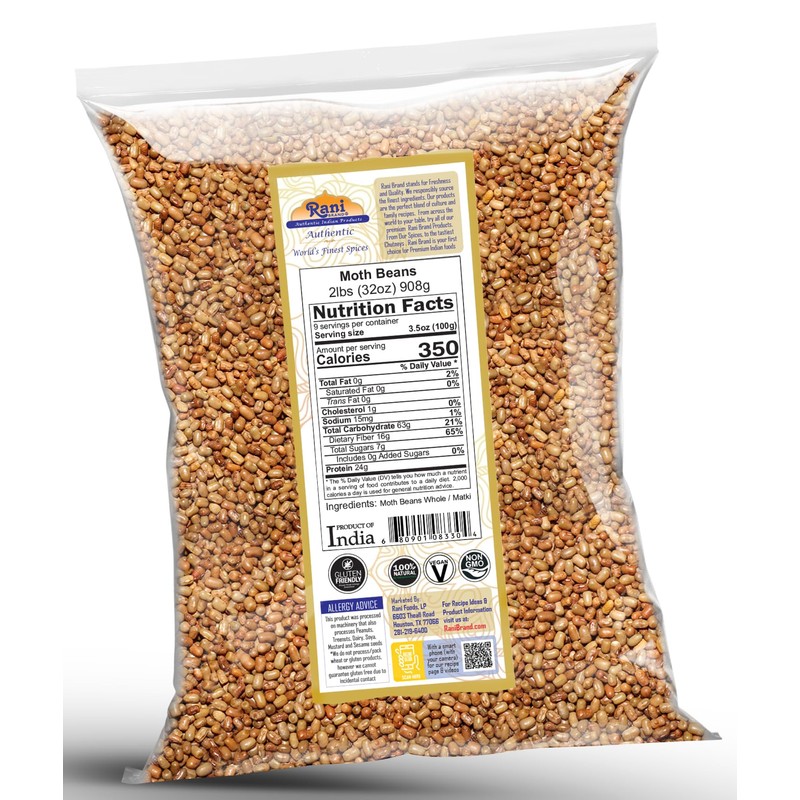 Rani Moth Beans Whole 32oz (2lbs) 908g ~ All Natural