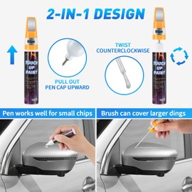 Beehero Pack of 2 Paint Pens, 2-in-1 Car Paint Pen with Nano Sparkle Cloth 20 ml, Paint Pen Car High Coverage, Quick Drying and Precise Repair Scratches, for Car Motorcycles (Silver)
