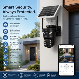 Solar Security Camera for Outdoor Monitoring – Dual-Lens 4G WiFi PTZ Camera with Night Vision & Two-Way Audio