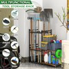 DAOUTIME Garage Tool Organizer with 2-tier Wooden Shelves, Yard Tool
