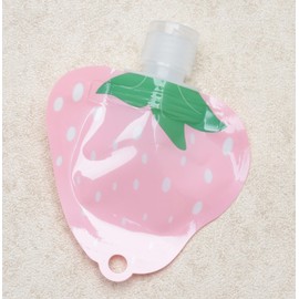 sowaka 10 Pcs Strawberry Portable Fluid Bags 30 ML 3.8 x 4.3 Inch Plastic Travel Pouches Containers Refillable Squeeze Pouches for Toiletries Shampoo Conditioner Lotion Soap Liquids (Pink)