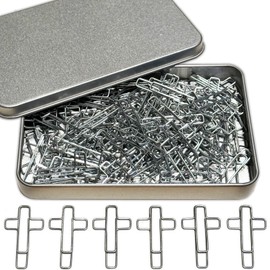 Cute Paper Clips, 100PCS Cross Shaped Paper Clips Bookmarks Bible Study Supplies, Assorted Colors, Christian Journaling Supplies for Women Men Christian, Sliver