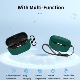 for JBL Endurance Race 2 Case Cover,Wireless Earphone Silicone Protective Cover(with Carabiner + Lanyard) Drop-Proof,Scratch-Proof, Reserved Charging Port,Case for Endurance Race 2(Green)