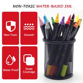 Vitoler Acrylic Paint Markers,18 Colors Assorted Dual Tip Acrylic Paint Pens, Acrylic Paint Set Markers for DIY Crafts Art Supplies School Supplies