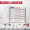P.I.T. Mini White Tool Box, Portable 5-Drawer Micro Roll Cab