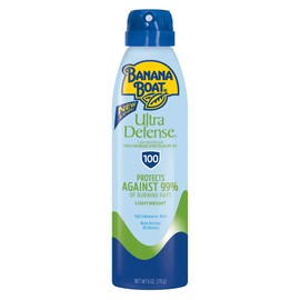 Banana Boat Ultra Defense Clear Sunscreen Spray SPF 100, 6oz | Lightweight Sunscreen, Banana Boat SPF 100, Water Resistant, 6oz