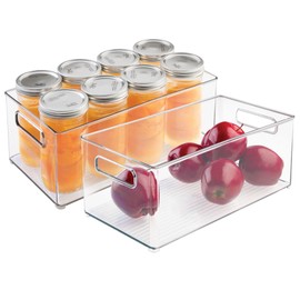 iDesign Stackable Fridge Bin - Kitchen Storage Bin for Pantry, Cabinets, or Fridge, Set of 2, Clear