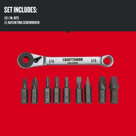 CRAFTSMAN Screwdriver Set, Ratcheting Offset, Multi-Bit, 10 Piece (CMHT68008)