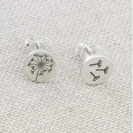 Unbranded Silver Make A Wish Dandelion Flower Circle Studs