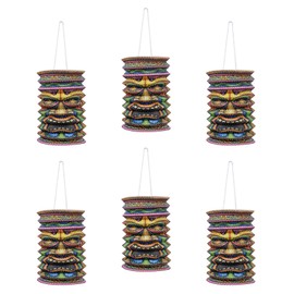 Beistle S54563AZ2 Tiki Paper Lanterns 6 Piece, Multicolored