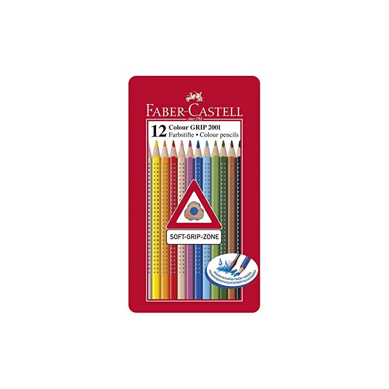 FABER-CASTELL Triangular Colouring Pencils Colour Grip Pack of 12 -