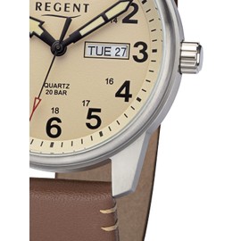 Regent Men's Analogue Quartz Watch 32018695, Cream dial, Strap.