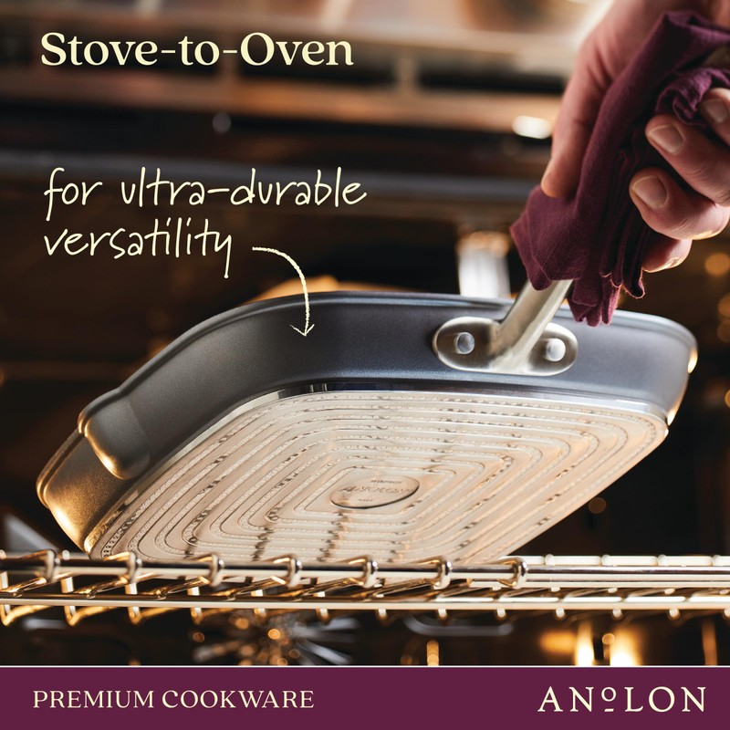 Anolon Accolade Forged Hard Anodized Nonstick Square Grill Pan/Griddle with