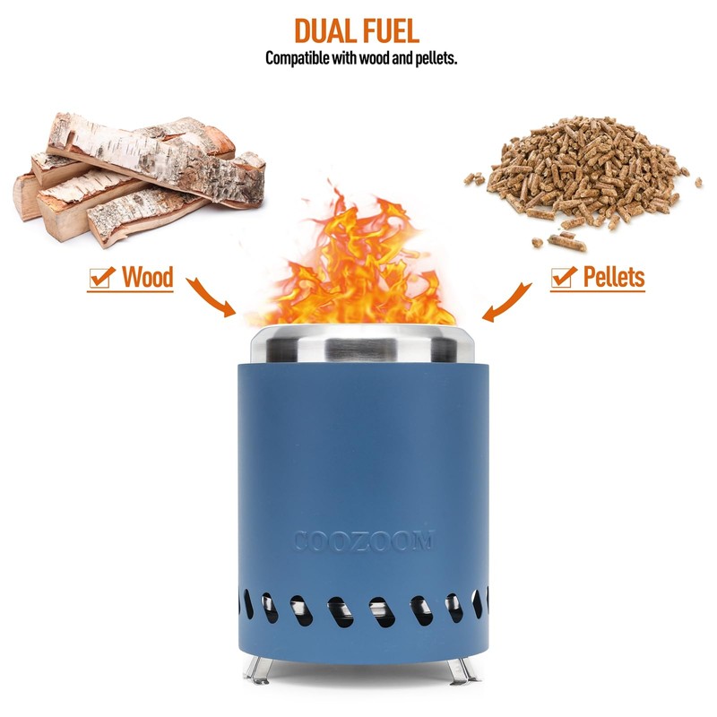 COOZOOM Portable Table Top Fire Pit with Stand, 5.5" Stainless