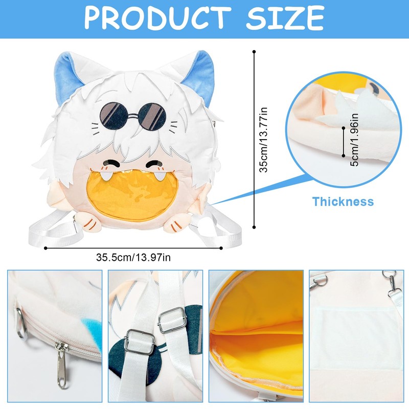 MeYuxg Gojo Satoru Anime Bag with Adjustable Shoulder Strap, White