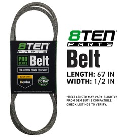 8TEN Belt with Kevlar for Cub Cadet LT1018 1170 RZTS42 Craftsman Z5200 Z6400 Toro 5-5481 RM-483 RM-484 954-0498 1595 67 x 1/2