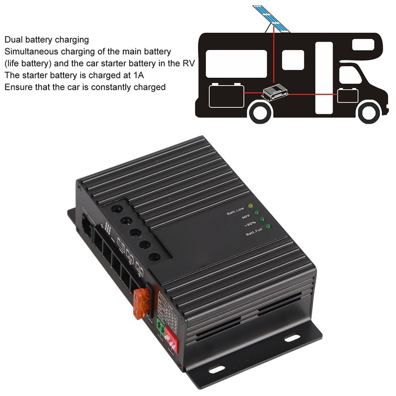 MPPT Solar Charge Discharge Controller Dual Battery Charging 12V Solar